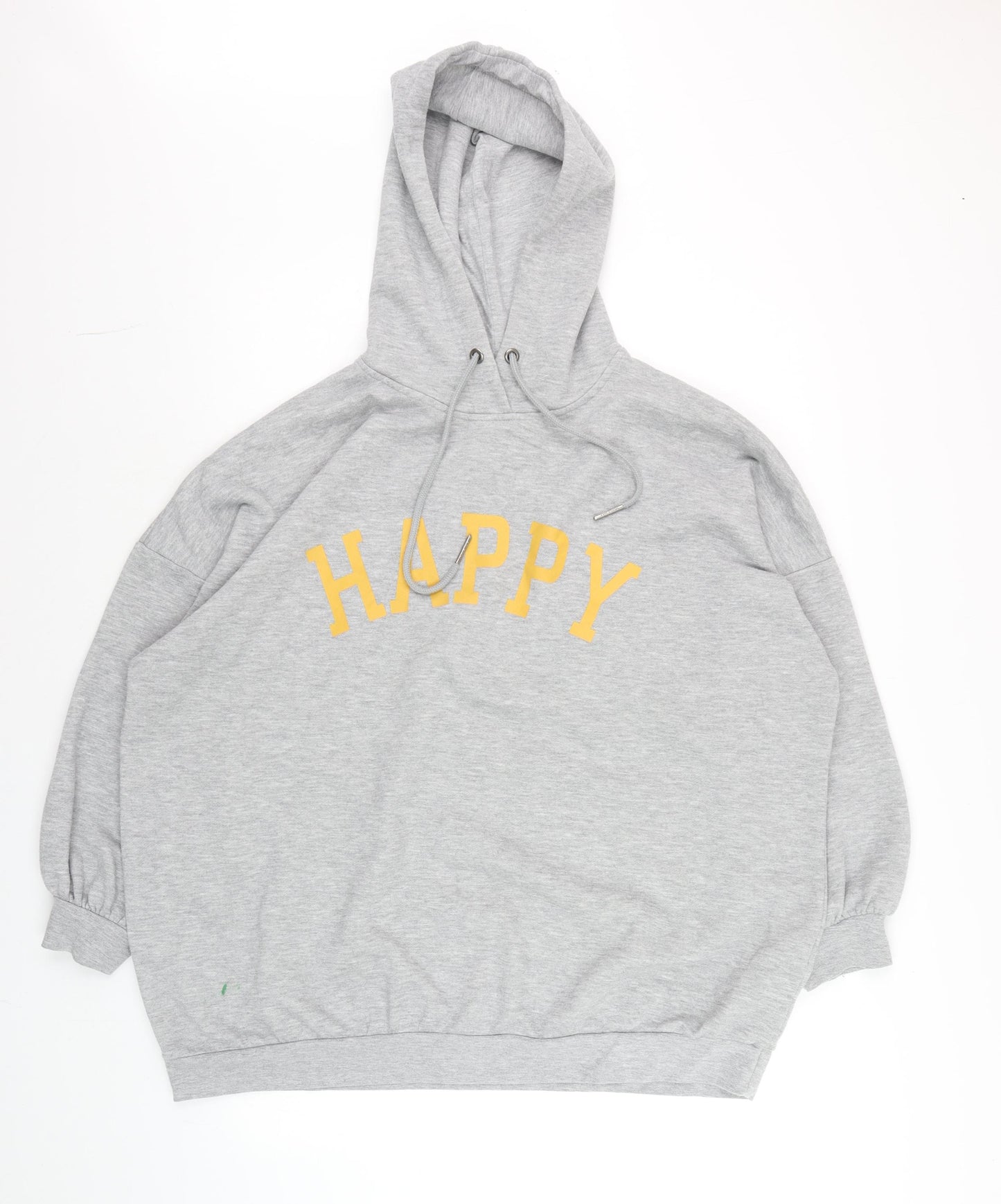 Noisy May Unisex Grey Hoodie with Yellow Print Size L