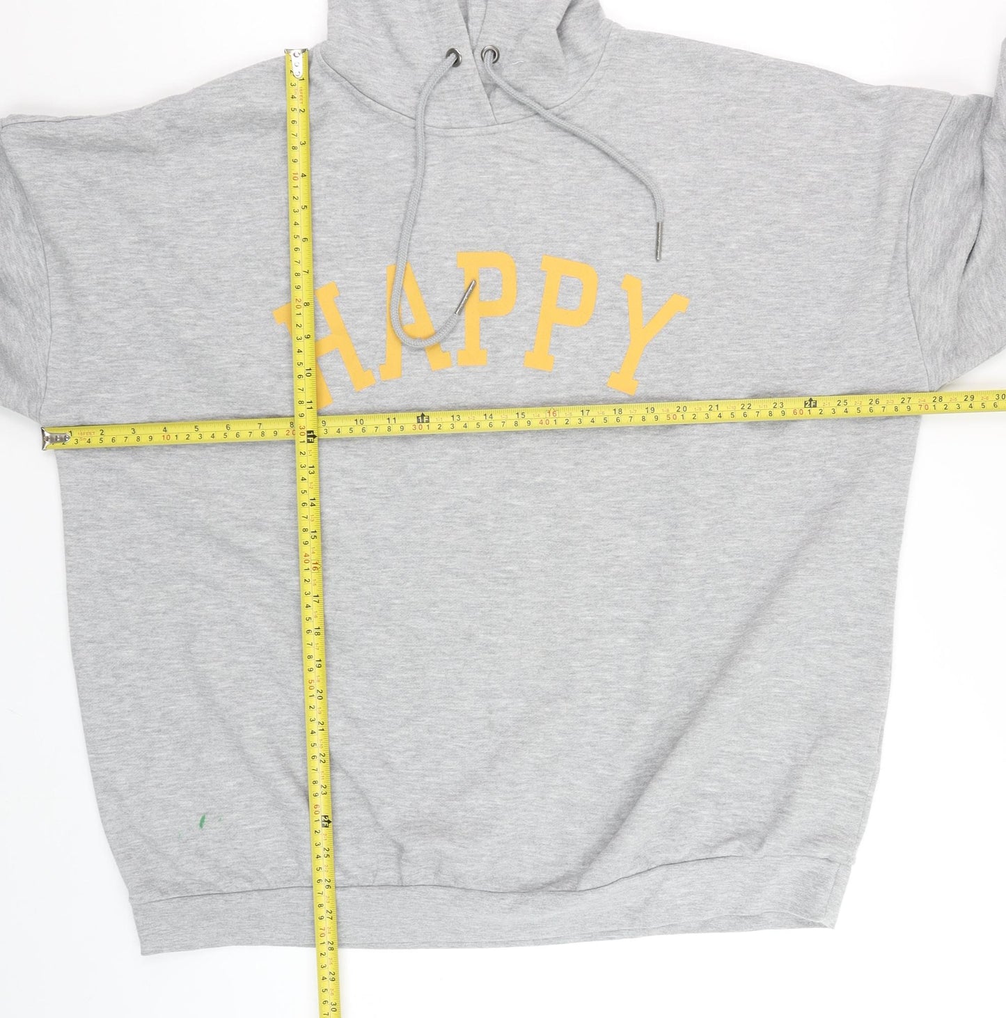 Noisy May Unisex Grey Hoodie with Yellow Print Size L