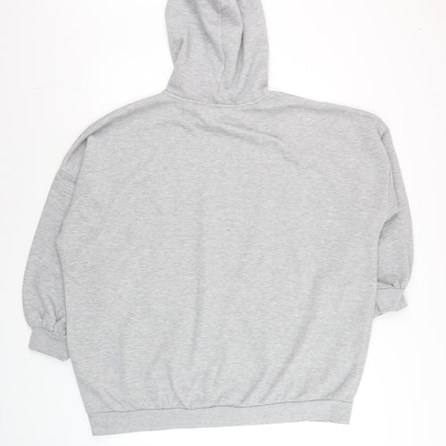 Noisy May Unisex Grey Hoodie with Yellow Print Size L