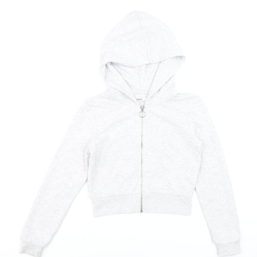 Cropp Women Grey XS Cropped Zip Up Hoodie Lightweight Cotton Blend