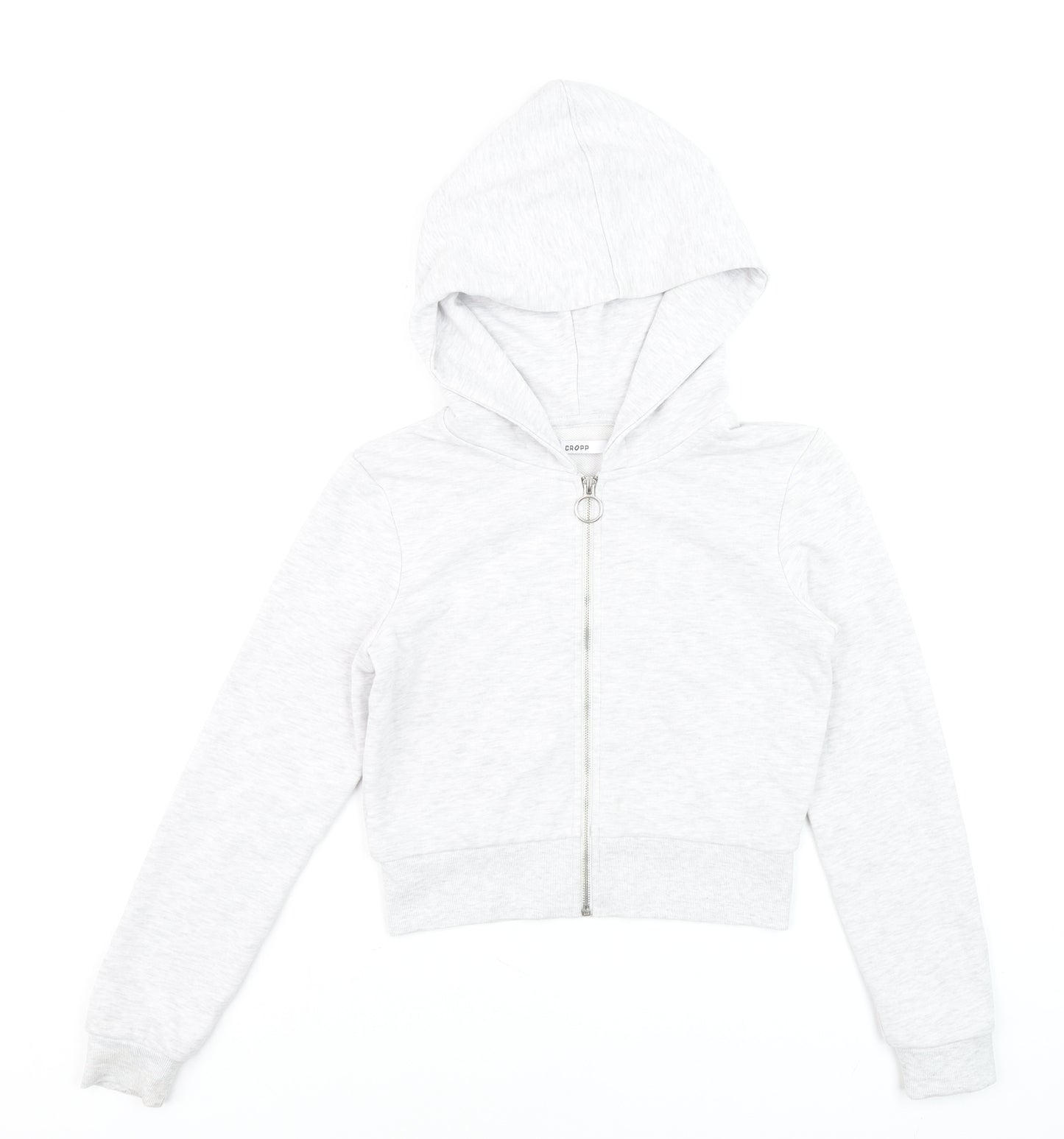 Cropp Women Grey XS Cropped Zip Up Hoodie Lightweight Cotton Blend