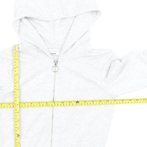 Cropp Women Grey XS Cropped Zip Up Hoodie Lightweight Cotton Blend
