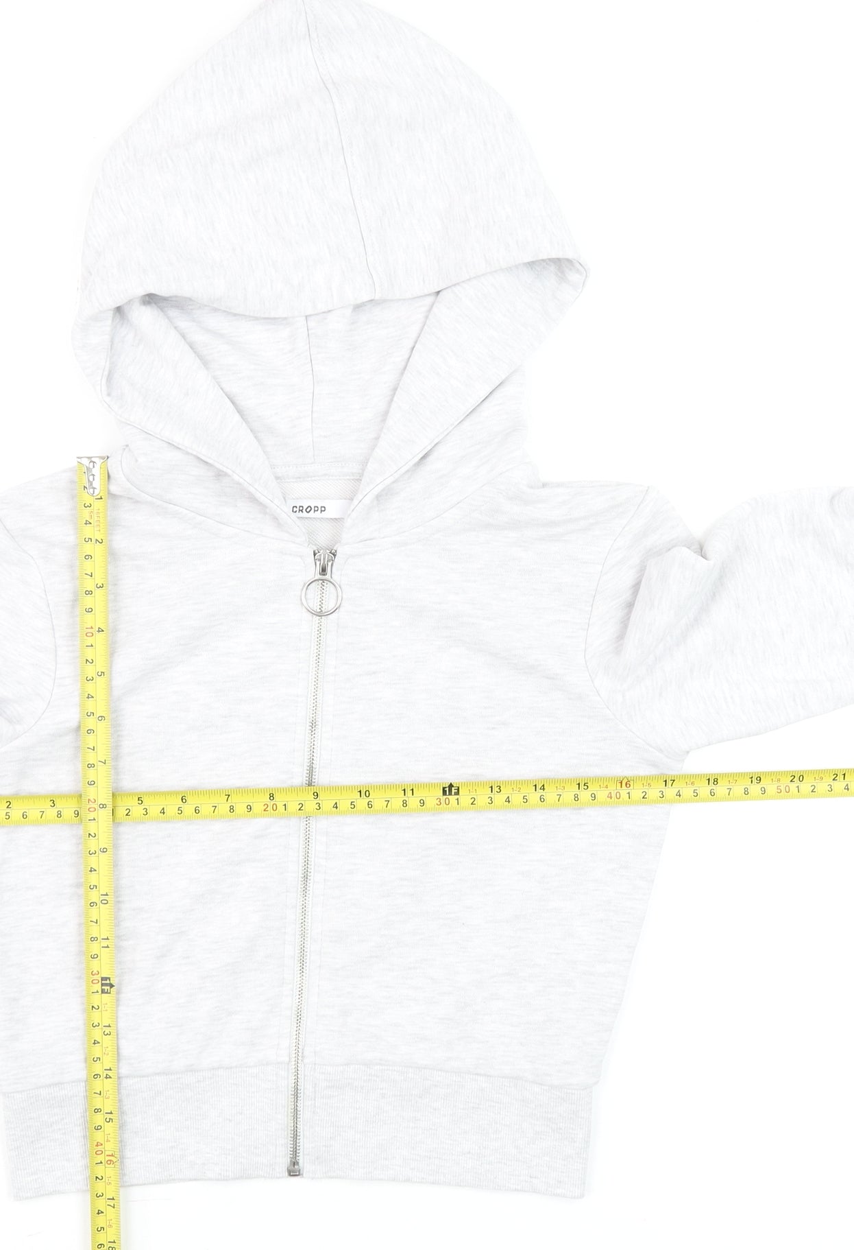 Cropp Women Grey XS Cropped Zip Up Hoodie Lightweight Cotton Blend