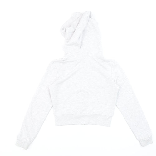 Cropp Women Grey XS Cropped Zip Up Hoodie Lightweight Cotton Blend
