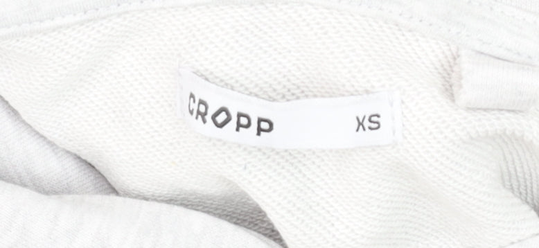 Cropp Women Grey XS Cropped Zip Up Hoodie Lightweight Cotton Blend
