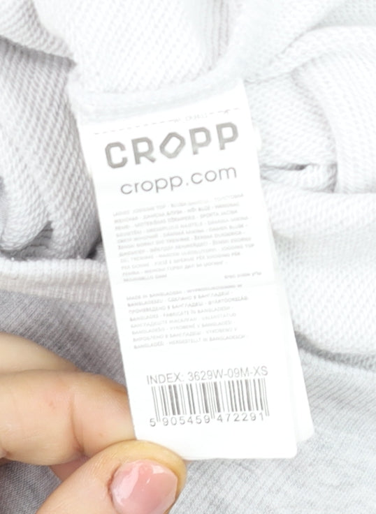 Cropp Women Grey XS Cropped Zip Up Hoodie Lightweight Cotton Blend