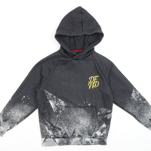 DFND Boys Black Graphic Pullover Hoodie 11-12 Years Fleece Lined
