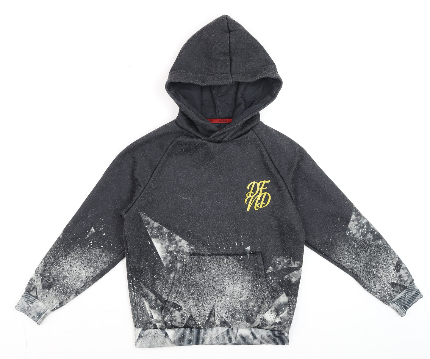 DFND Boys Black Graphic Pullover Hoodie 11-12 Years Fleece Lined