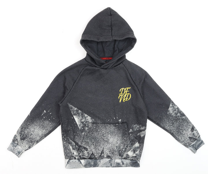 DFND Boys Black Graphic Pullover Hoodie 11-12 Years Fleece Lined