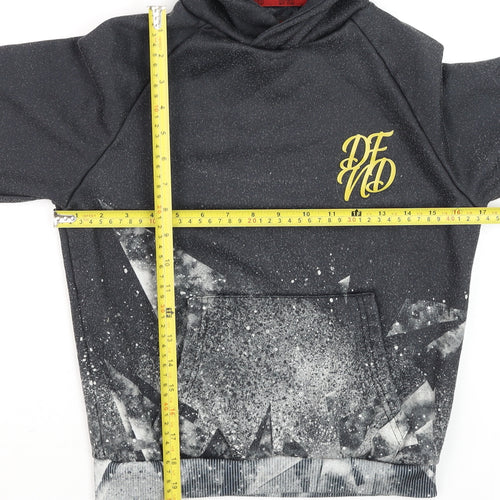 DFND Boys Black Graphic Pullover Hoodie 11-12 Years Fleece Lined