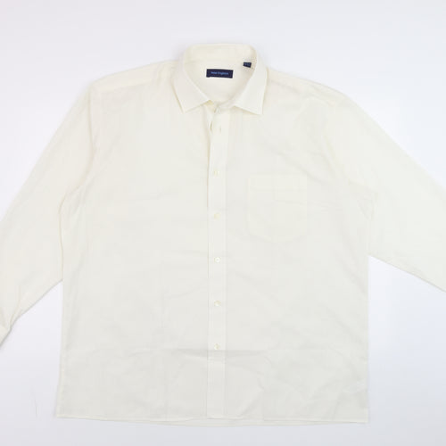 Peter England Men Ivory Long Sleeve Regular Fit Dress Shirt 17.5in 44cm