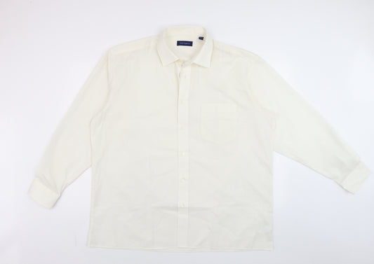 Peter England Men Ivory Long Sleeve Regular Fit Dress Shirt 17.5in 44cm