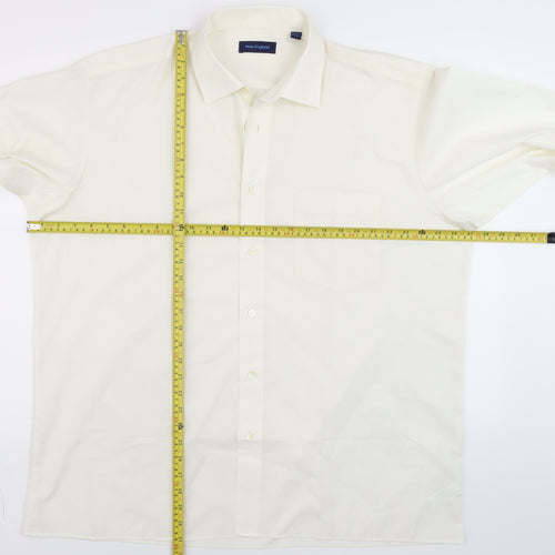 Peter England Men Ivory Long Sleeve Regular Fit Dress Shirt 17.5in 44cm