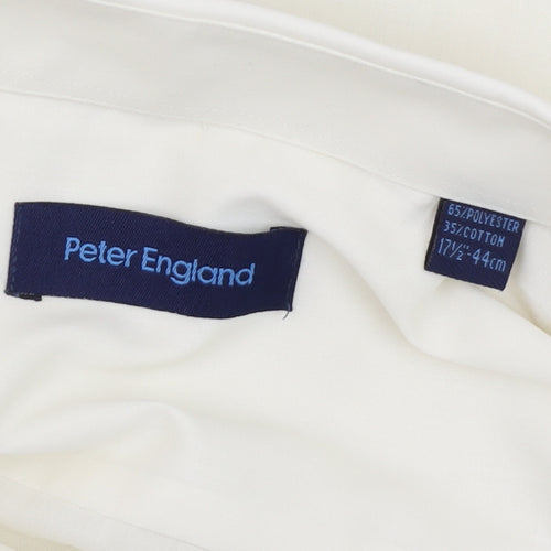 Peter England Men Ivory Long Sleeve Regular Fit Dress Shirt 17.5in 44cm