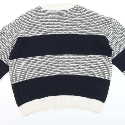 Dunnes Men’s Blue White Striped Crew Neck Knit Jumper Size M