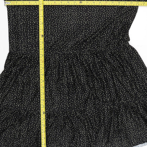 Zara Womens Black Polka Dot Ruffle Tunic Blouse Size S