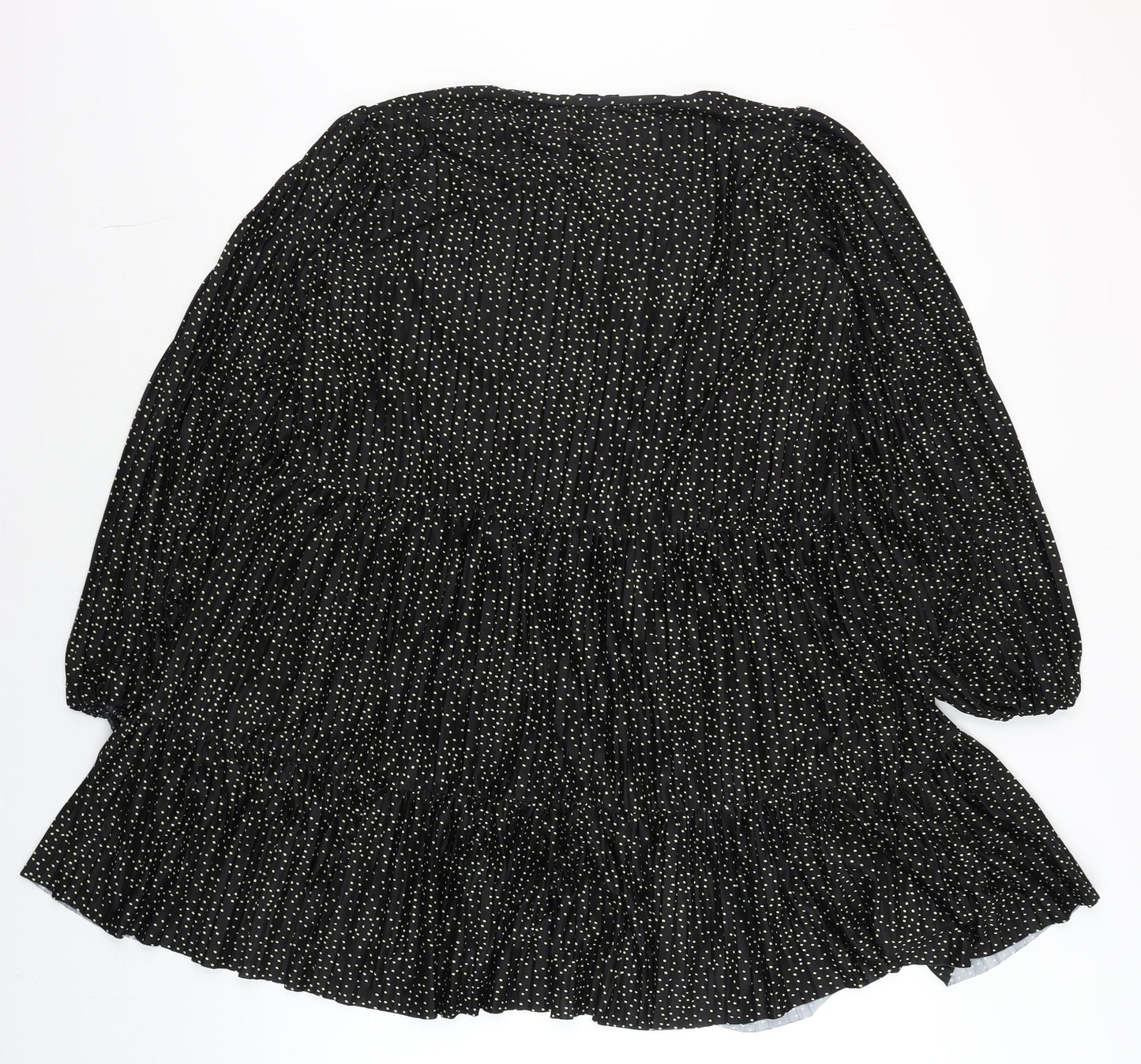 Zara Womens Black Polka Dot Ruffle Tunic Blouse Size S
