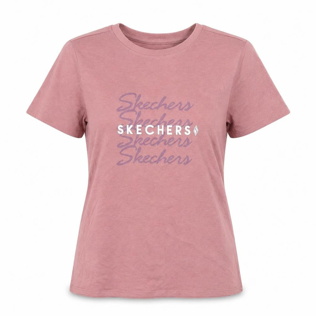Skechers Girls Pink Cotton Blend Logo T-Shirt Size L Short Sleeve Casual