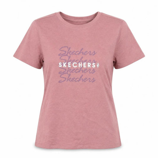 Skechers Girls Pink Cotton Blend Logo T-Shirt Size L Short Sleeve Casual