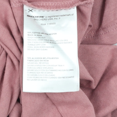 Skechers Girls Pink Cotton Blend Logo T-Shirt Size L Short Sleeve Casual
