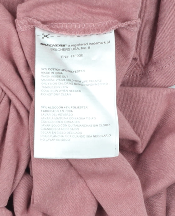 Skechers Girls Pink Cotton Blend Logo T-Shirt Size L Short Sleeve Casual