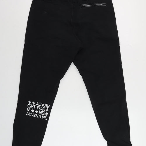 Zara Boys Black Graphic Jogger Sweatpants Size 9 Years Elastic Waist
