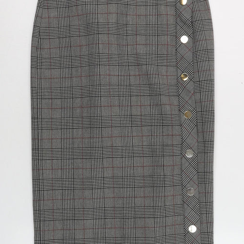 Zara Woman Grey Check Midi Pencil Skirt Women’s S Business Style
