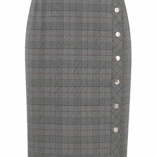Zara Woman Grey Check Midi Pencil Skirt Women’s S Business Style