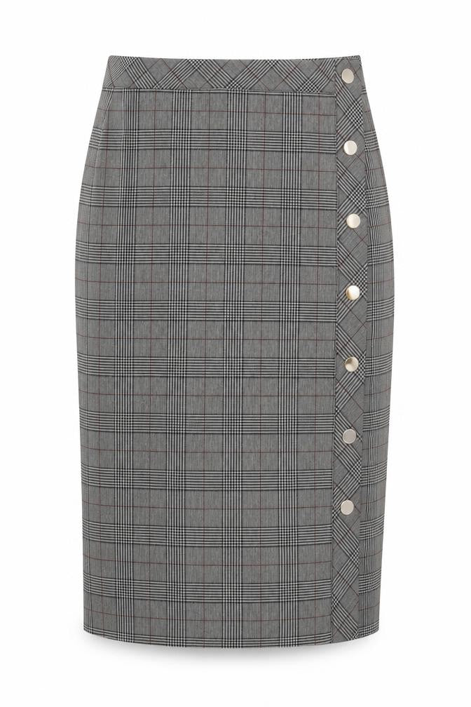 Zara Woman Grey Check Midi Pencil Skirt Women’s S Business Style