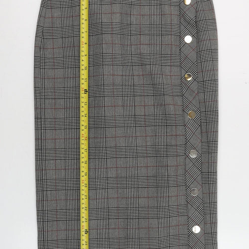 Zara Woman Grey Check Midi Pencil Skirt Women’s S Business Style