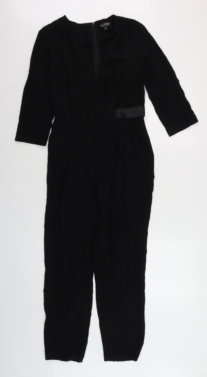 Miss Selfridge Women Black Size 10 Long Sleeve Jumpsuit