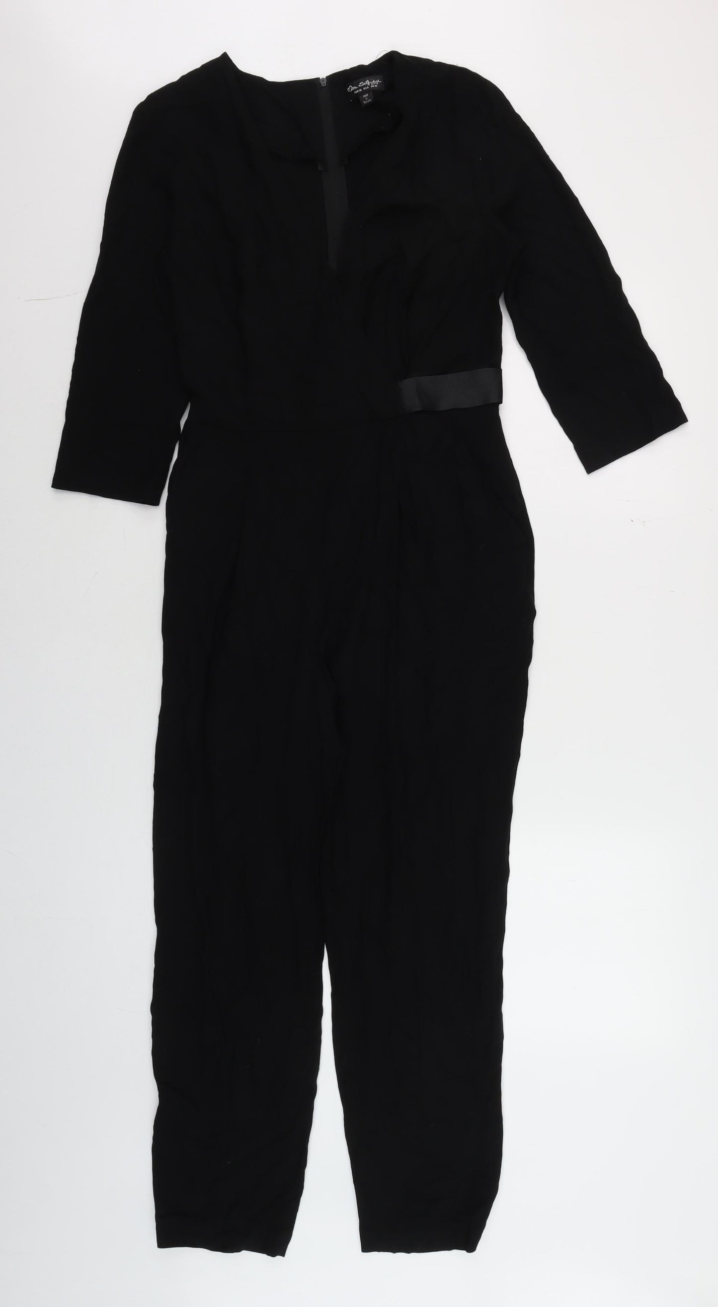 Miss Selfridge Women Black Size 10 Long Sleeve Jumpsuit