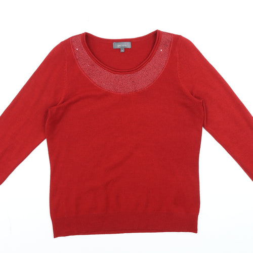 Marks and Spencer Per Una Women Red Size 14 Sequin Trim Pullover Jumper