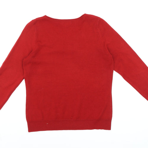 Marks and Spencer Per Una Women Red Size 14 Sequin Trim Pullover Jumper