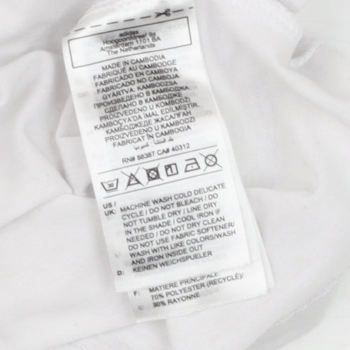 Adidas Womens White XS Regular Fit Sports T-Shirt