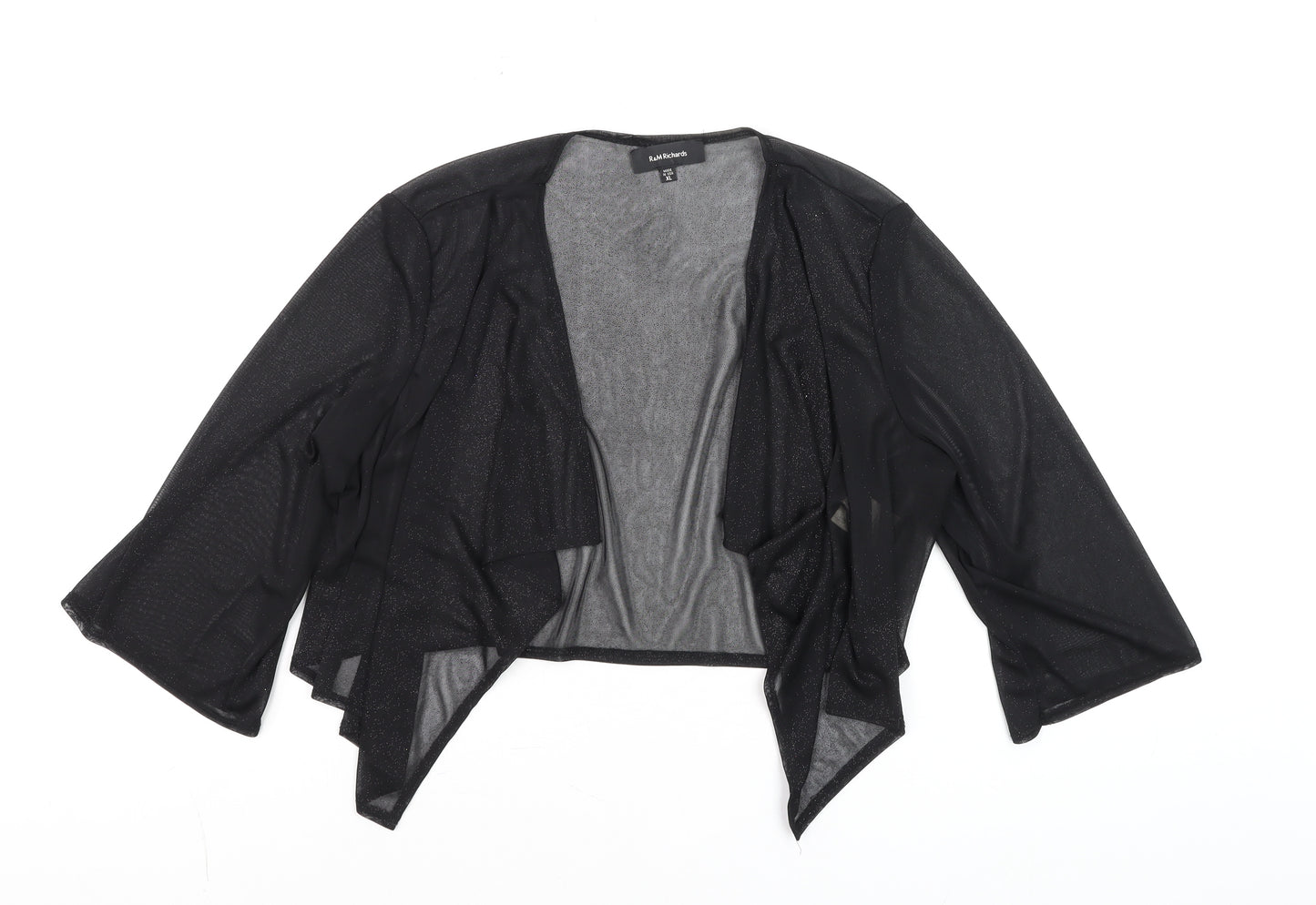 R&M Richards Women's Black Sheer Kimono Cardigan XL Elegant Lightweight Layer