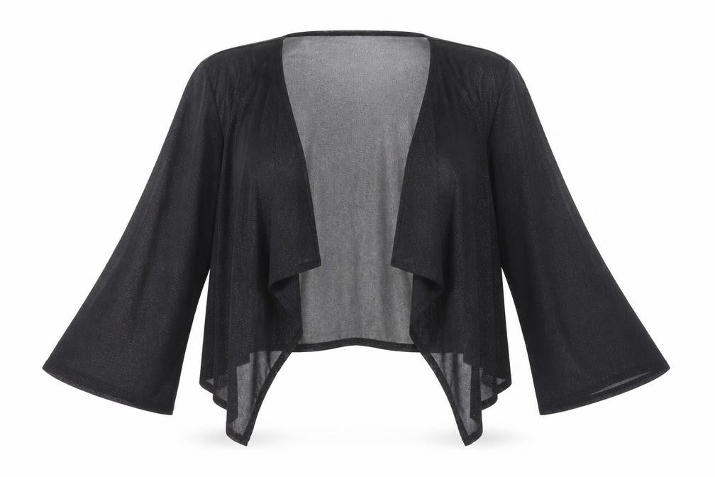 R&M Richards Women's Black Sheer Kimono Cardigan XL Elegant Lightweight Layer