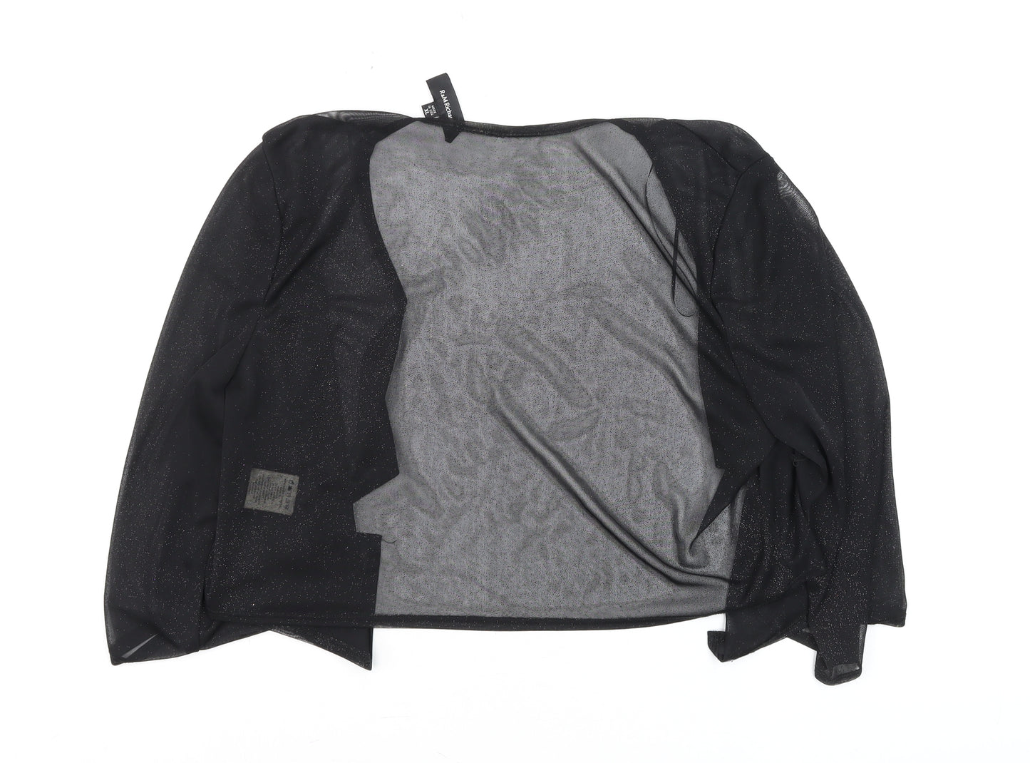 R&M Richards Women's Black Sheer Kimono Cardigan XL Elegant Lightweight Layer