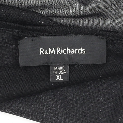 R&M Richards Women's Black Sheer Kimono Cardigan XL Elegant Lightweight Layer