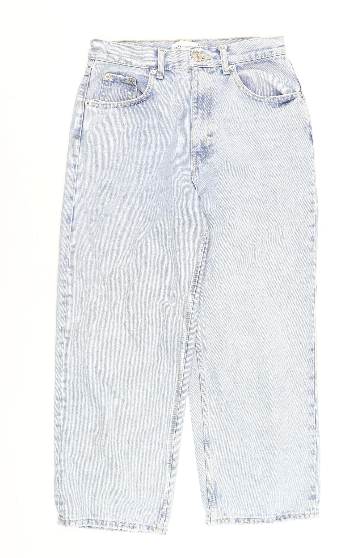 ZARA Women Blue High Rise Mom Jeans Size 10 Light Wash Denim