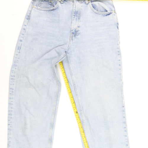 ZARA Women Blue High Rise Mom Jeans Size 10 Light Wash Denim