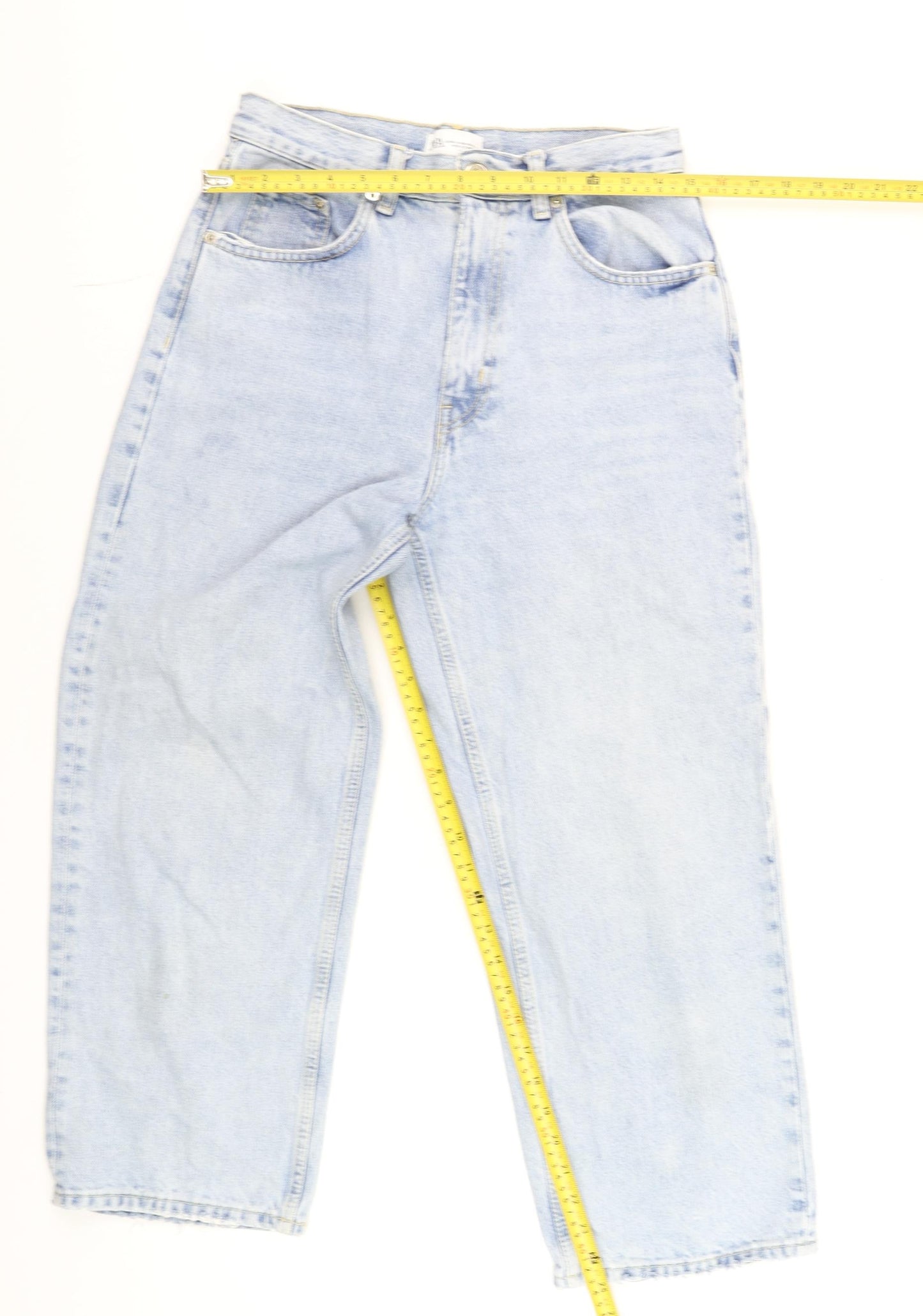 ZARA Women Blue High Rise Mom Jeans Size 10 Light Wash Denim