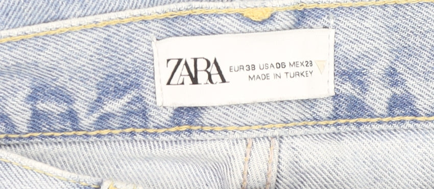 ZARA Women Blue High Rise Mom Jeans Size 10 Light Wash Denim