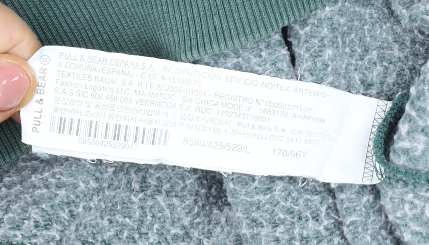 Pull & Bear Women Green Seattle Graphic Crew Neck Sweatshirt L