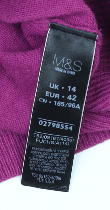 Marks and Spencer Per Una Pink Sequin Scoop Neck Womens Jumper Size 14