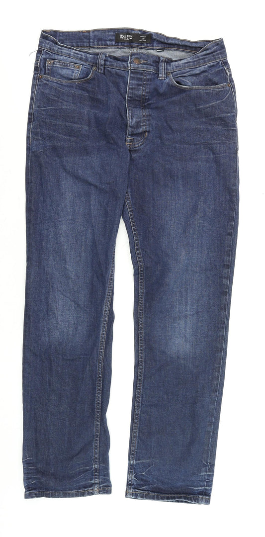 Burton Menswear Blue Denim Straight Jeans 32R Cotton Blend