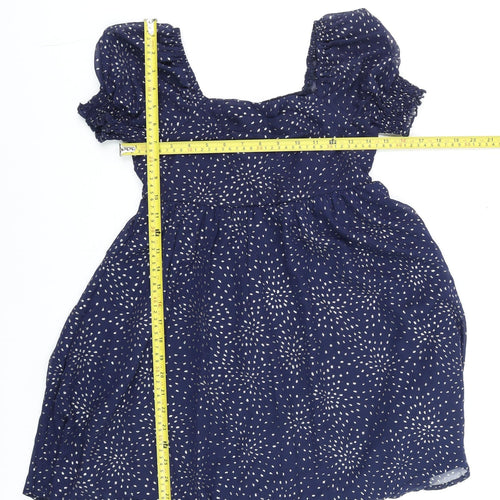 Trixxi Girl Blue Polka Dot Puff Sleeve Tunic Blouse Size 10