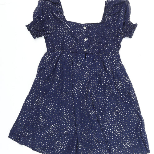 Trixxi Girl Blue Polka Dot Puff Sleeve Tunic Blouse Size 10