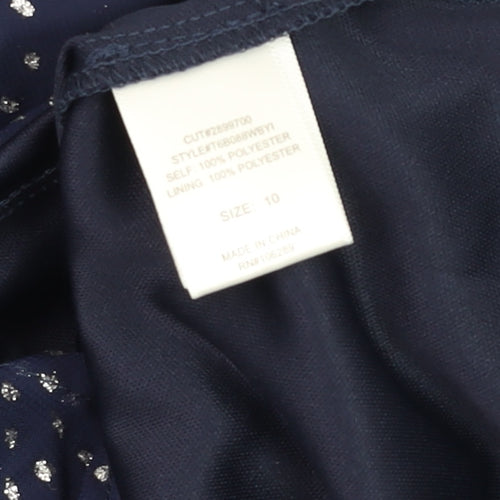 Trixxi Girl Blue Polka Dot Puff Sleeve Tunic Blouse Size 10