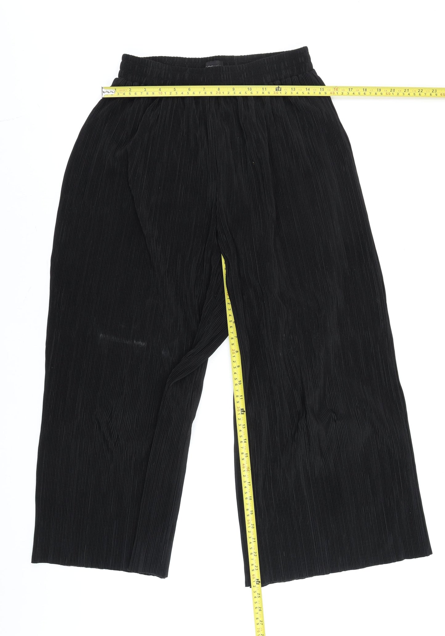 Topshop Women’s Black Wide-Leg Cropped Trousers Size 10